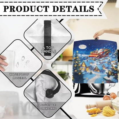Christmas Stand Mixer Covers Kitchen Appliance Dust Cover Protective Santa Claus Mixer Cover Compatible with 4.5-5 Quart Kitchen Aid Mixer