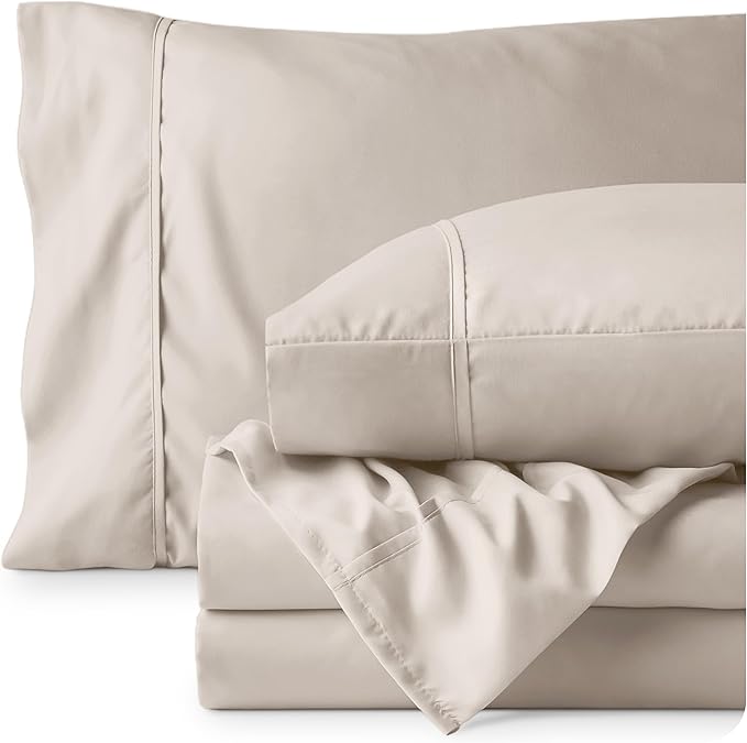 Bare Home King Sheet Set - Luxury 1800 Ultra-Soft Microfiber King Bed Sheets - Double Brushed - Deep Pockets - Easy Fit - 4 Piece Set - Bedding Sheets & Pillowcases (King, Wheat)