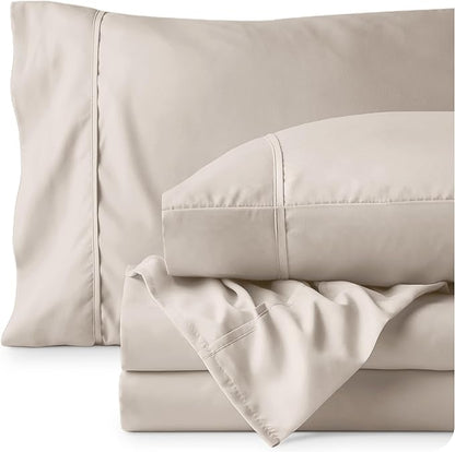 Bare Home Twin XL Sheet Set - 1800 Ultra-Soft Microfiber Twin Extra Long Bed Sheets - Double Brushed - Deep Pockets - Easy Fit - Extra Soft - 3 Piece Set - Bed Sheets & Pillowcases (Twin XL, Wheat)