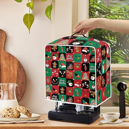 Coffee Maker Cover, Christmas Holiday Coffee Dust Cover Washable Removable Mixer Appliance Protector