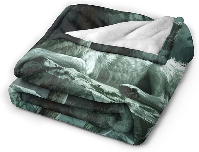 Wolf Christian Throw Blanket - Gifts and Decor for Women Men Adults - Soft Warm Cozy Fleece for Couch Sofa Bed 50"x40"