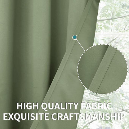 BGment Olive Green Blackout Curtains 48 Inches Length - Rod Pocket Thermal Insulated Room Darkening Short Window Drapes for Kitchen Bedroom Bathroom, 2 Panels, 42 x 48 Inch