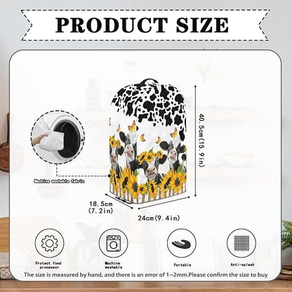 Cow Sunflower Blender Dust Covers with Drawstring, Stand Mixer or Coffee Maker Appliance Cover, Anti Fingerprint Dust Proof Stain Resistant Blender Cover for Home Kitchen