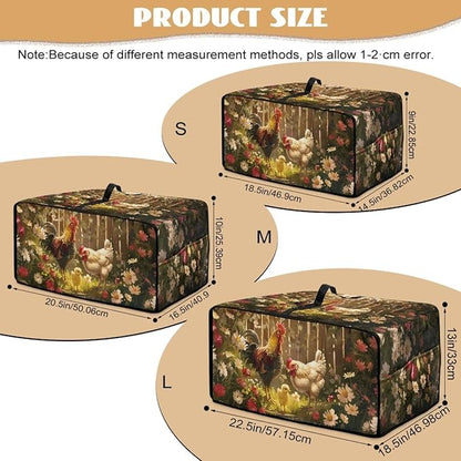 Air Fryer Toaster Oven Dust Cover with Side Pockets, Protective Countertop Microwave Oven Cover for Home Indoor Decor, L, 18.5 x 22.5 x 13 Inches, Rooster Chicken Daisy Print