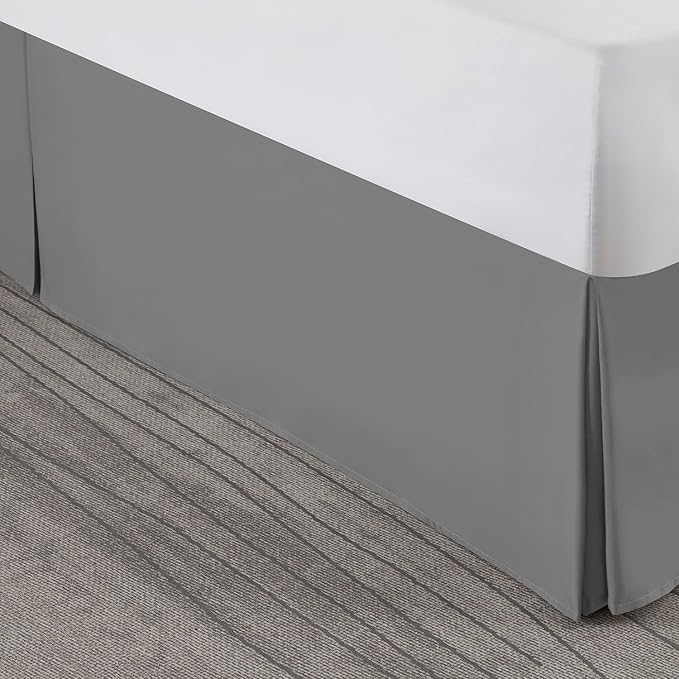Nestl Grey Bed Skirt King Size - King Bed Skirt 14 Inch Drop - Brushed Microfiber Bed Skirts - Hotel Quality Pleated Bed Skirt - Shrinkage & Fade Resistant