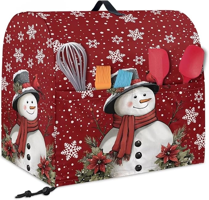 Stand Mixer Cover Dust Covers for 4.5qt-5qt Stand Mixer Protector Compatible with 4.5-5 Quart Kitchen Aid Mixer Christmas Xmas Snowman Snowflake Print