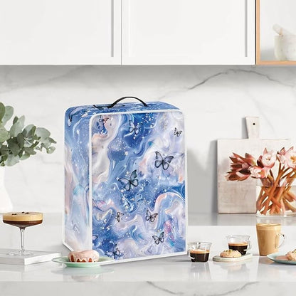 Marble Texture Butterfly Pattern Coffee Maker Covers With Top Handle Folding Coffee Machine Dust Covers For Blender Mixer Juice Machine Keep Office Home Kitchen Clean