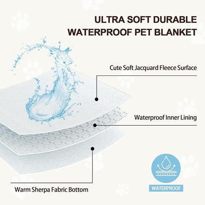 Waterproof Blanket for Dog Puppy Cat, Cute 3D Textured Flower Dog Blanket for Bed Couch Sofa, Soft Liquid Pee Proof Furniture Protector, 30"x40", Blue