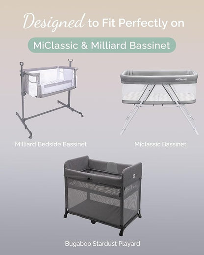 Bedside Sleeper Bassinet Sheets 35x20 for Mi, Milliard Bassinet and Large Bedside Sleepers - Buttery Soft, Premium Stretchy Jersey Knit Sheets - Burnt Orange+Mustard Yellow+ GrayGray, 3 Pack