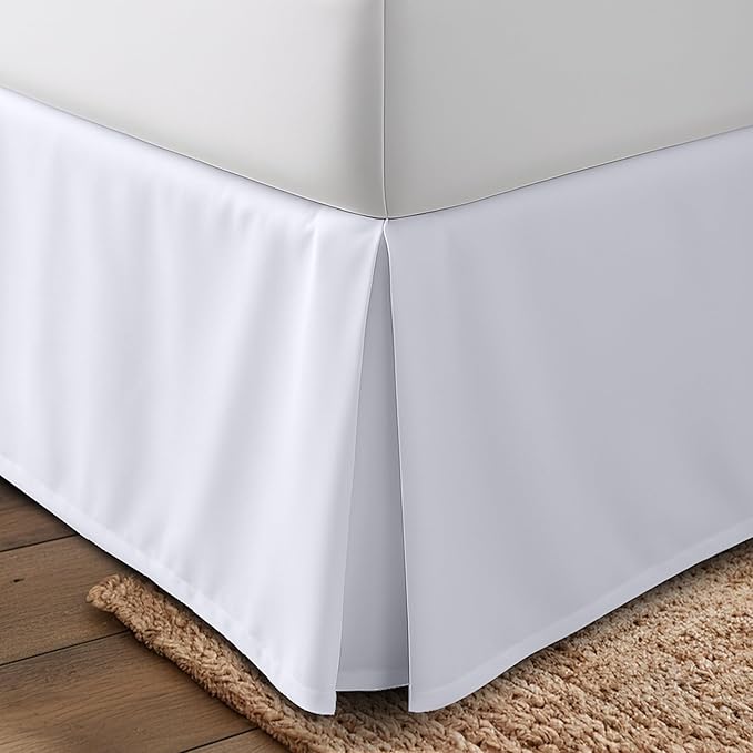 Utopia Bedding California King Bed Skirt - Soft Quadruple Pleated Ruffle - Easy Fit with 16 Inch Tailored Drop - Hotel Quality, Shrinkage and Fade Resistant (Cal King, White)