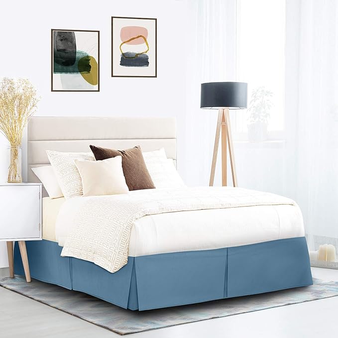 Nestl Blue Heaven Bed Skirt Queen Size - Queen Bed Skirt 14 Inch Drop - Brushed Microfiber Bed Skirts - Hotel Quality Pleated Bed Skirt - Shrinkage & Fade Resistant