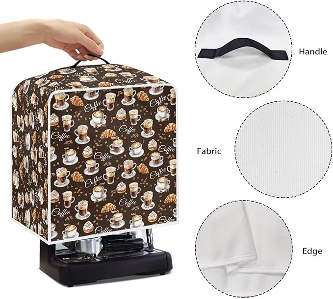 Coffee Maker Covers With Top Handle Folding Coffee Machine Dust Covers For Blender Mixer Juice Machine Keep Office Home Kitchen Clean Afternoon Tea Print