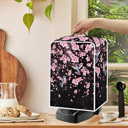 Coffee Maker Cover Hummingbird Cherry Blossom Coffee Maker Cover for Kitchen Counter Dust Protector