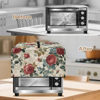Microwave Oven Dust Cover, Rose Design Washable Protective Dust Cover for Microwave Oven Multifunction Greaseproof Covers Kitchen Protector Kitchen Accessories for Microwaves Ovens
