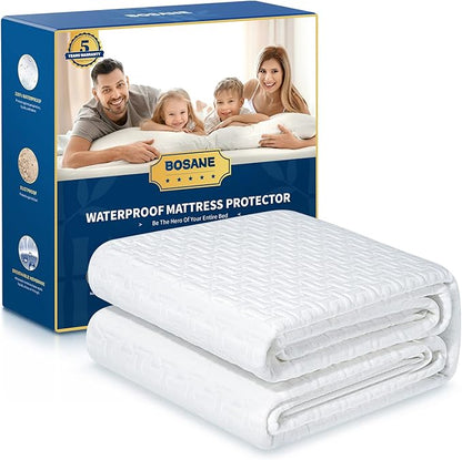 Premium 100% Waterproof Full Mattress Protector Breathable Cooling 3D Air Fabric Mattress Cover Smooth Soft Hypoallergenic Noiseless Bed Cover Machine Washable Vinyl Free 8-21'' Deep Pocket