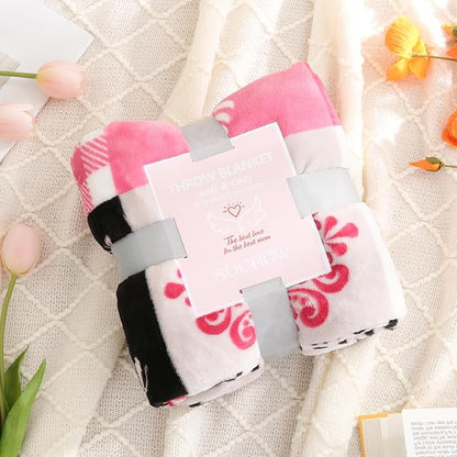 SOCHOW Giftable Throw Blanket for Mom, Super Soft and Cozy Gift for Birthday, Mother's Day from Daughter Son, Best Mom Ever Present Blanket, 50 x 60 inches, Pink