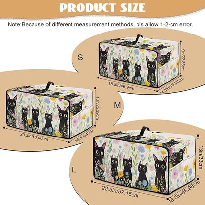 Countertop Microwave Oven Cover with Side Pockets, Dust Protection Small Appliance Toaster Ovens Dust Cover, S, 14.5 x 18.5 x 9 Inches, Cartoon Black Cat Daisy Flower