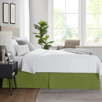 Nestl Calla Green Twin XL Bed Skirt - Twin XL Size Bed Skirt 14 Inch Drop - Brushed Microfiber Bed Skirts - Hotel Quality Pleated Bed Skirt - Shrinkage & Fade Resistant