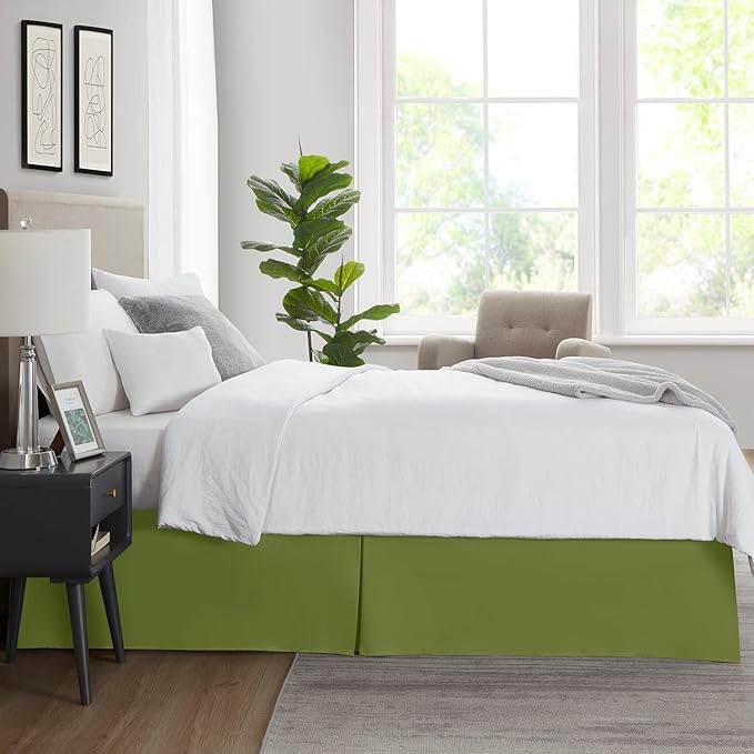 Nestl Calla Green Bed Skirt Queen Size - Queen Bed Skirt 14 Inch Drop - Brushed Microfiber Bed Skirts - Hotel Quality Pleated Bed Skirt - Shrinkage & Fade Resistant