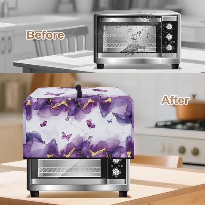 Microwave Oven Dust Cover, Marble Heat-Resistant Waterproof Polyester Fabric Protection for Toaster Oven Air Fryer Dust Cover for Microwaves Ovens Machine Washable