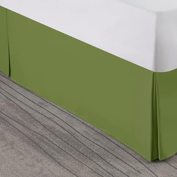 Nestl Calla Green Full XL Bed Skirt - Full XL Size Bed Skirt 14 Inch Drop - Brushed Microfiber Bed Skirts - Hotel Quality Pleated Bed Skirt - Shrinkage & Fade Resistant