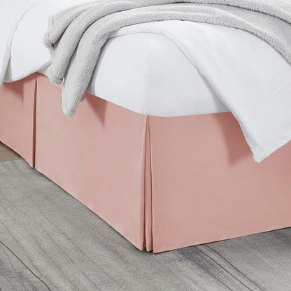 Nestl Peach Beige Twin XL Bed Skirt - Twin XL Size Bed Skirt 14 Inch Drop - Brushed Microfiber Bed Skirts - Hotel Quality Pleated Bed Skirt - Shrinkage & Fade Resistant
