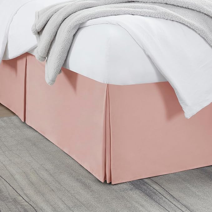 Nestl Peach Beige Bed Skirt King Size - King Bed Skirt 14 Inch Drop - Brushed Microfiber Bed Skirts - Hotel Quality Pleated Bed Skirt - Shrinkage & Fade Resistant