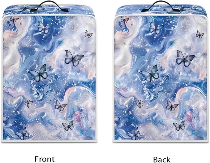 Marble Texture Butterfly Pattern Coffee Maker Covers With Top Handle Folding Coffee Machine Dust Covers For Blender Mixer Juice Machine Keep Office Home Kitchen Clean