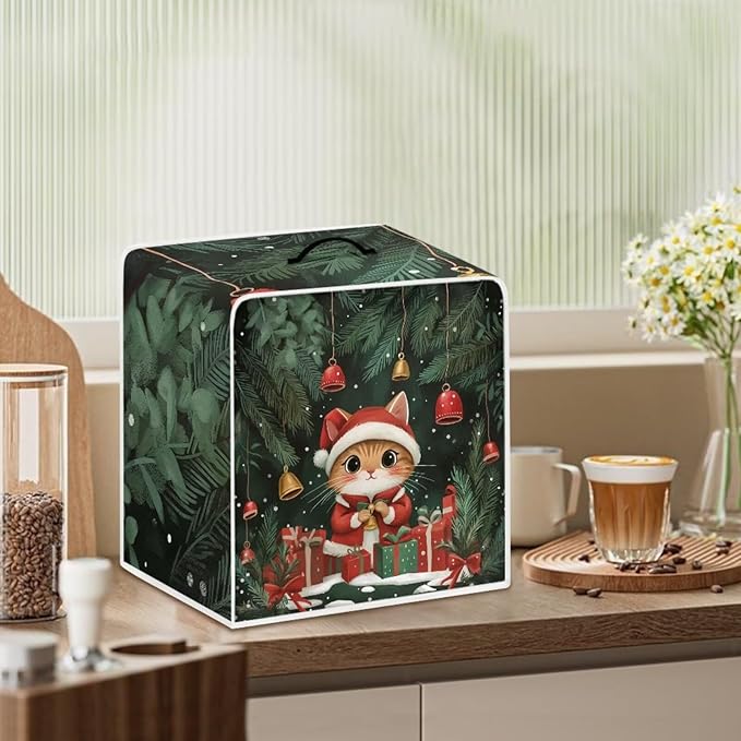 Coffee Maker Cover Christmas Cat Coffee Up Covers Dustproof Protector for Mixer Foldable Appliance Cover