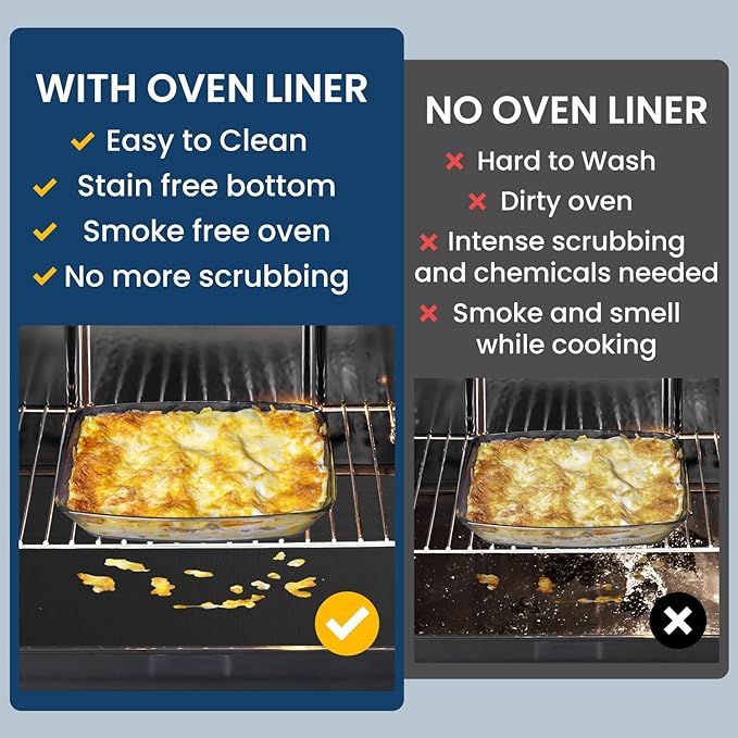 Oven Liners for Bottom of Electric Gas Oven -3Pack Large Heavy Duty Oven Protector Mat, Non-Stick Oven Floor Protector Liner, Reusable Heat Resistant Stovetop Air Fryer Grill Baking Mat