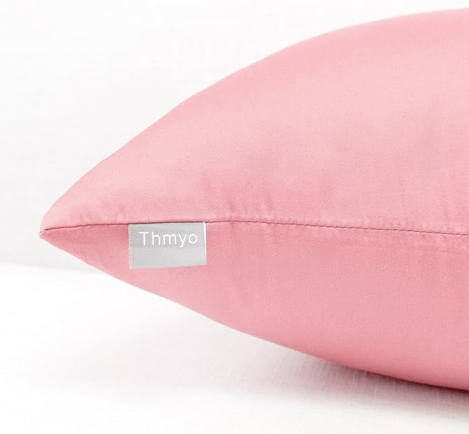 4-Pack 100% Cotton Comfortable Solid Decorative Throw Pillow Case,Thmyo Square Cushion Cover Pillowcase Sublimation Blank Pillow Covers DIY Throw Pillowcase for Couch Sofa(18x18 inch/ 45x45cm,Pink 2)