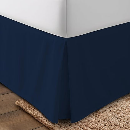 Utopia Bedding Twin Bed Skirt - Soft Quadruple Pleated Ruffle - Easy Fit with 16 Inch Tailored Drop - Hotel Quality, Shrinkage and Fade Resistant (Twin, Navy)