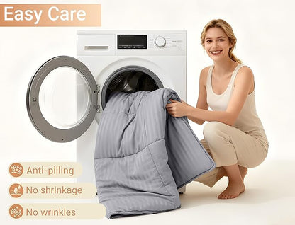 ZPECC Toddler Bedding Set - 4 Piece Hypoallergenic Baby Crib Bedding Set for Boys and Girls, Includes Toddler Comforter, Flat Sheet, Fitted Sheet and Pillowcase, Grey Stripe