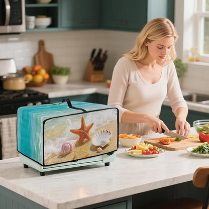 Air Fryer Toaster Oven Dust Cover Countertop Microwave Dust Cover Protector, Compatible with Convection Oven, L, 18.5 x 22.5 x 13 Inches, Beach Starfish Sea Shell