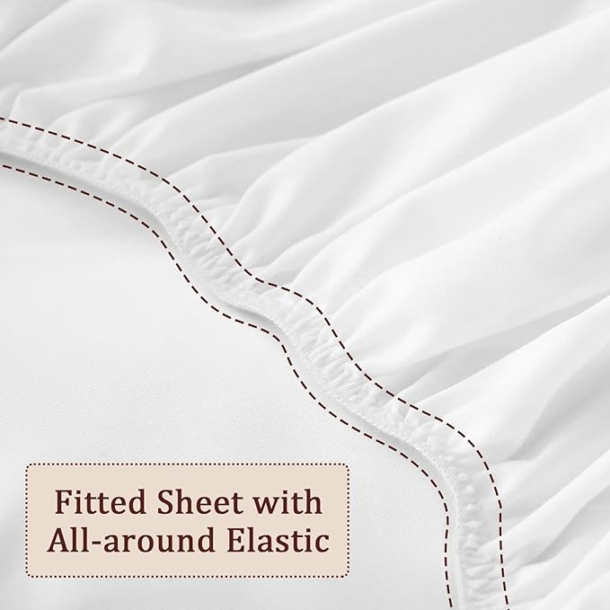 Fitted Sheet for Full Size Air Matress, with 18-24 Inch Extra Deep Pocket, Soft Breathable Air Mattress Sheet Cover for Inflatable Bed, White