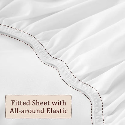 Fitted Sheet for Full Size Air Matress, with 18-24 Inch Extra Deep Pocket, Soft Breathable Air Mattress Sheet Cover for Inflatable Bed, White