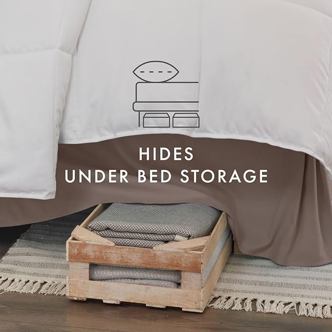 Linen Market Bed Skirt - Ultra Soft Microfiber - Easy Fit with 14 Inch Tailored Drop - Hotel Quality, Shrinkage & Fade Resistant - Bed Cover - King Bed Set - Bedroom Décor - (King,Taupe)