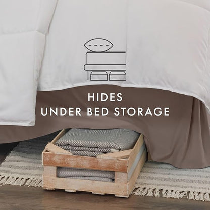 Linen Market Bed Skirt - Ultra Soft Microfiber - Easy Fit with 14 Inch Tailored Drop - Hotel Quality, Shrinkage & Fade Resistant - Bed Cover - Cal King Bed Skirt - Bedroom Décor - (Cal King, Taupe)