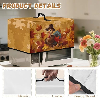 Microwave Oven Dust Cover, Thanksgiving Turkey Waterproof Polyester Dust Cover for Microwave Oven for Most Standard Microwaves Easy to Clean