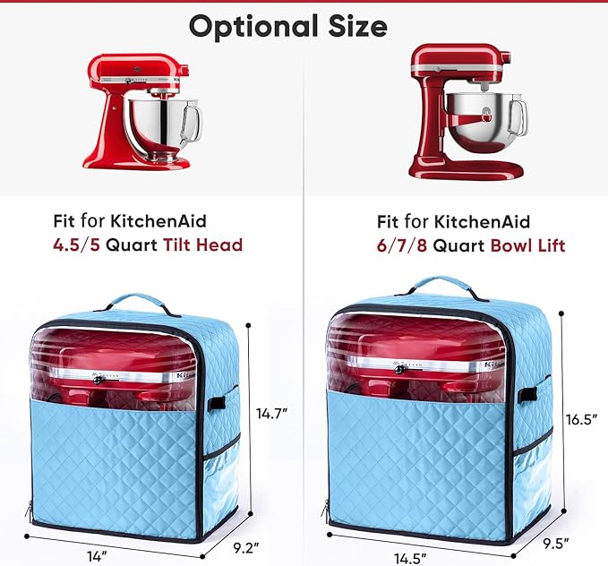 BAGSPRITE Stand Mixer Cover with Appliance Sliders Base Compatible with KitchenAid Mixer-Storage Bag for 6/7/8 Quart with Pockets for Kitchen Aid Accessories and Attachments