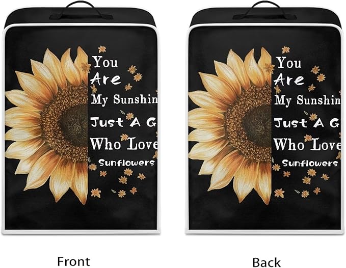 Mumeson Sunflower Black Coffee Maker Cover, Waterproof Dust Cover for Stand Mixer or Small Kitchen Machine, Fits Various Styles
