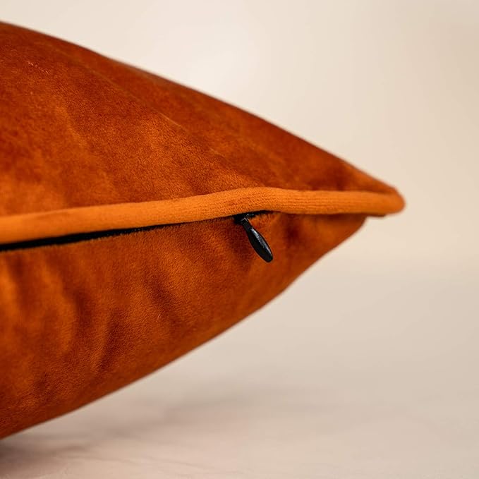 Yangest Orange Striped Patchwork Throw Pillow Cover Gold Leather Cushion Cover Zippered Pillowcase for Sofa Couch Bedroom Living Room Home Decoration,20x20 Inch