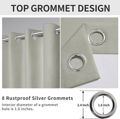 Easy-Going Linen Look 100% Blackout Curtain 52x63 Inch Window Curtain Drapes for Bedroom, Living Room Thermal Insulated Room Darkening (Set of 2 Panels, Stone)