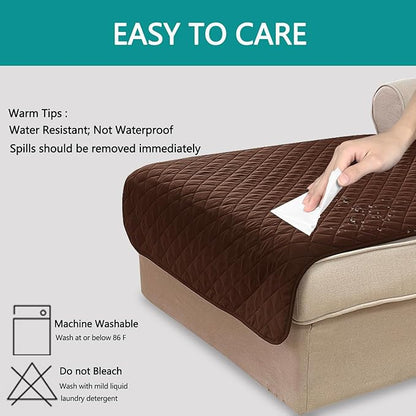 U-NICE HOME Sectional Couch Cover for Dogs Chaise Lounge Reversible Sofa Cover Furniture Protector Cover for Pets with Elastic Adjustable Strap (Chaise Lounge, Brown/Beige)