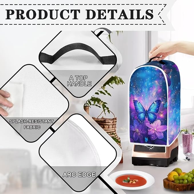 Butterfly Blender Cover for Kitchen Blender Dust Cover Reusable Food Processor Dust Cover Easy to Install Kitchen Appliance Cloth Cover Novelty Tabletop Decor Gift for Friends