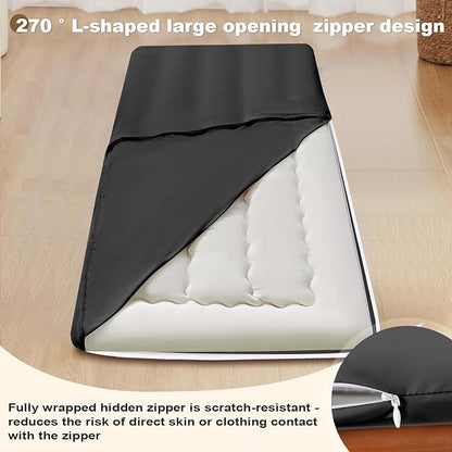 Floor Futon Cover Queen Size 82" L x 62" W Japanese Floor Futon Mattress Slipcover Tatami Mats Cover Washable Black