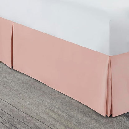 Nestl Peach Beige Bed Skirt King Size - King Bed Skirt 14 Inch Drop - Brushed Microfiber Bed Skirts - Hotel Quality Pleated Bed Skirt - Shrinkage & Fade Resistant