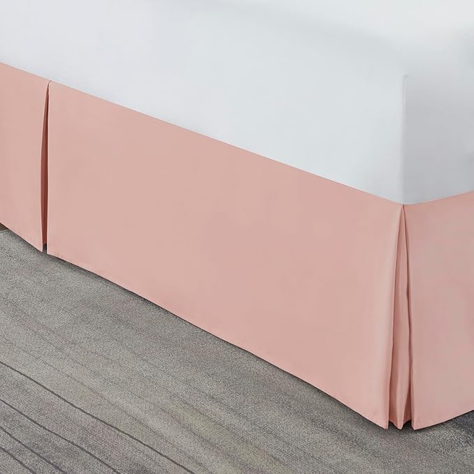 Nestl Peach Beige Full Bed Skirt - Full Size Bed Skirt 14 Inch Drop - Brushed Microfiber Bed Skirts - Hotel Quality Pleated Bed Skirt - Shrinkage & Fade Resistant