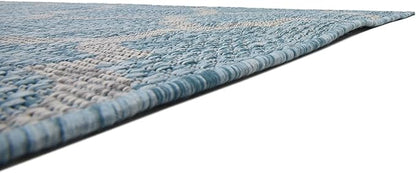 Unique Loom Outdoor Trellis Collection Area Rug (6' 1" x 9' Rectangle, Aquamarine/ Gray)