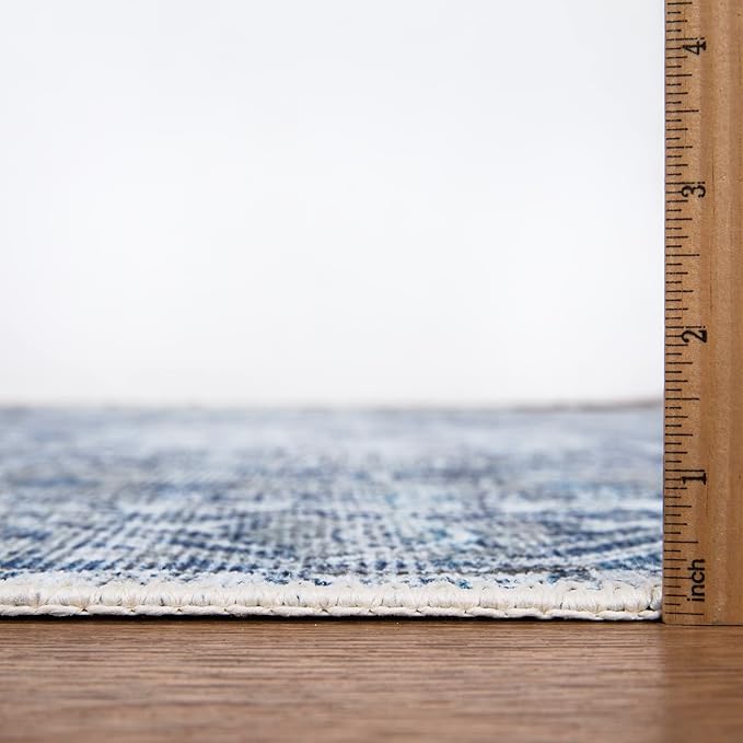 Bloom Rugs Washable Non-Slip 9' x 12' Rug - Blue/Gray Traditional Area Rug for Living Room, Bedroom, Dining Room, and Kitchen - Exact Size: 9' x 12'